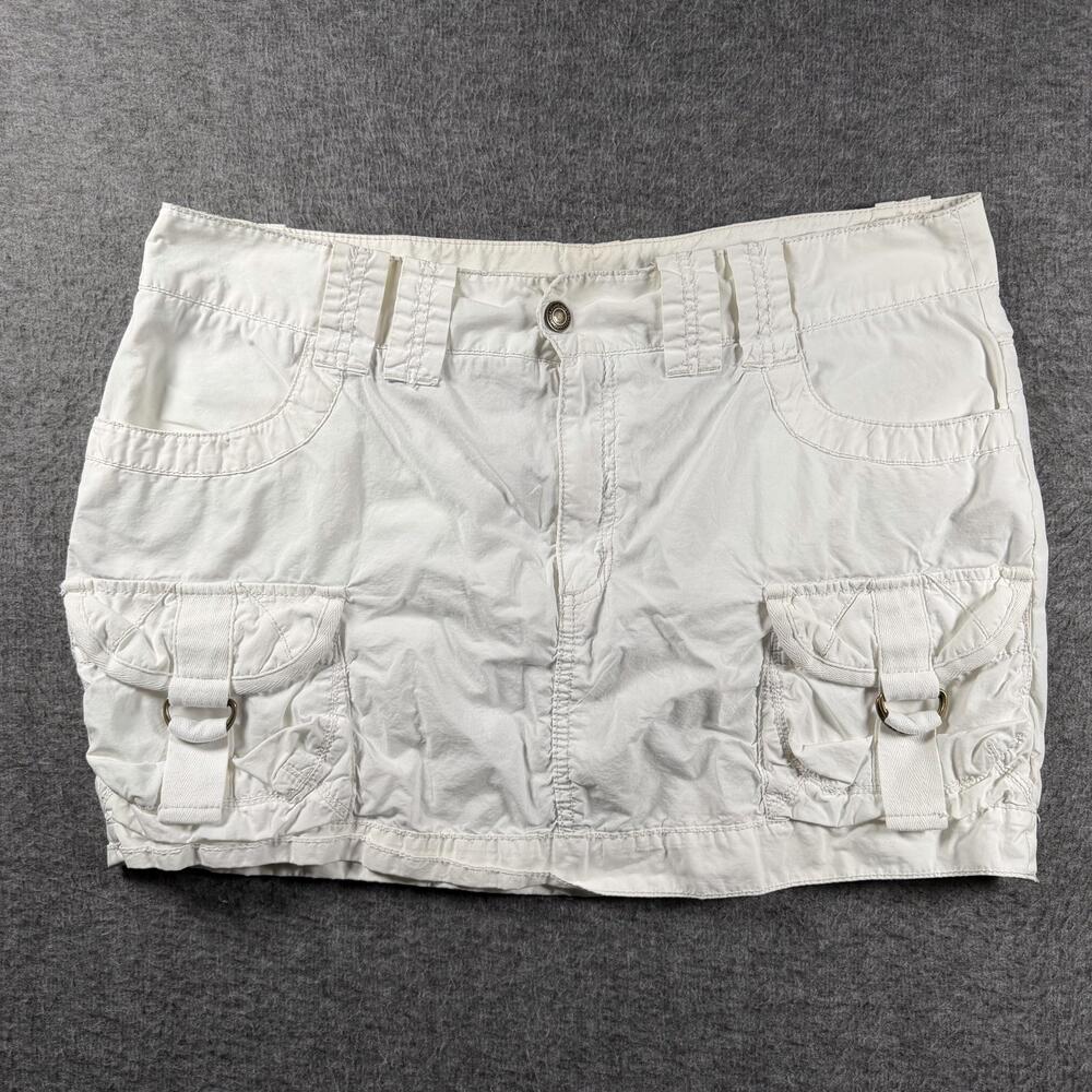 American Eagle Outfitters Skirt Womens 14 White Cargo Mini Maxi Y2K Zippers